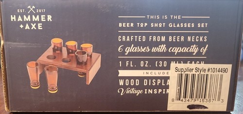Bottle Top Shots Shot Glasses Set of 6 Recycled Beer Bottle Glass - Picture 7 of 8