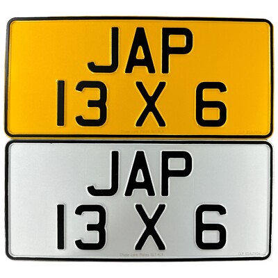 TARGA IMPORTAZIONE GIAPPONESE 13X7 BIANCO/GIALLO DVLA LEGALE CONSEGNA TRACCIATA - Foto 5