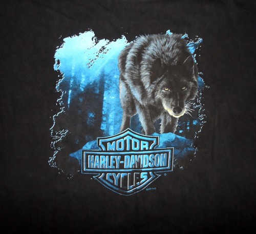 Vintage 2001 Harley Davidson Prowling Wolf Black Shirt Adult XL Y2K 2000s - Picture 3 of 8