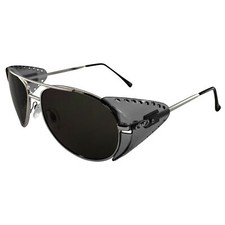 Global Vision Eyewear Aviator Z87 Motorcycle Sunglasses Silver Frames Smoke