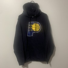 Indiana Pacers Hoodie Sweatshirt Pullover Black Yellow Giant P NBA Size Large