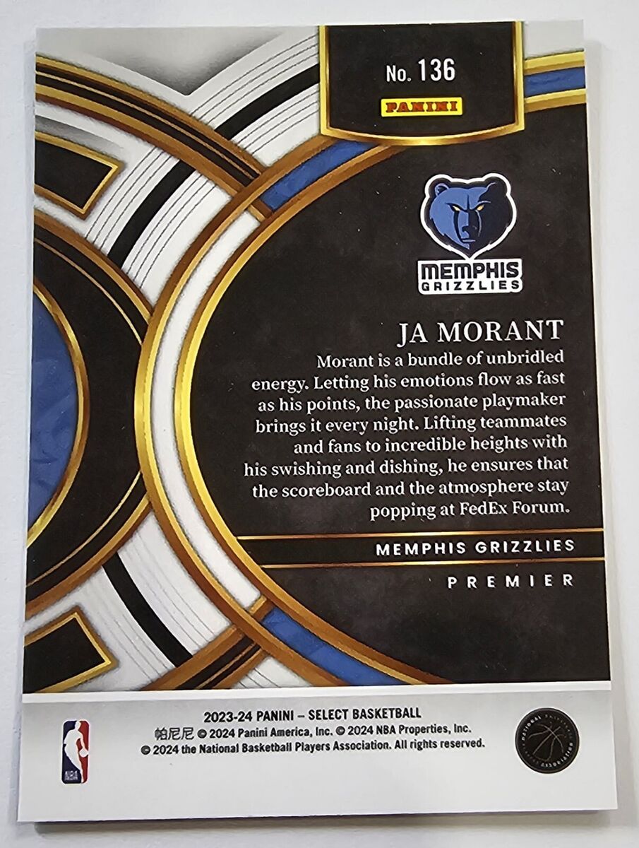 2023-24 Panini Select Basketball Card Ja Morant Premier #136 2023-24 Panini Select Basketball Card Ja Morant Premier #136