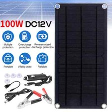 100W Solar Panel Set Trickle Battery Charger Kit 12V For Car Van Caravan Boat UK