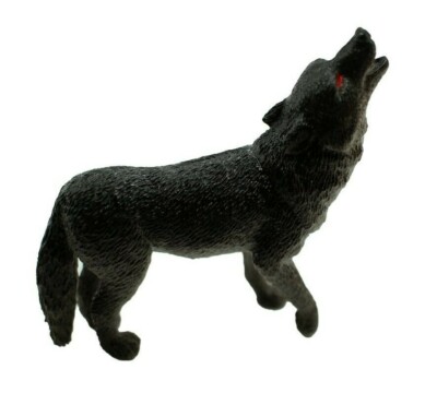 Wolf, Black Plastic Toy Animal , Realistic Figure Model,  3'' F1018