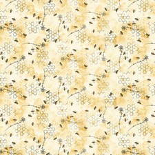 Bumble Bee Fabric Honeycomb Flower Royal Jelly Blank Quilting Cotton By The Yard