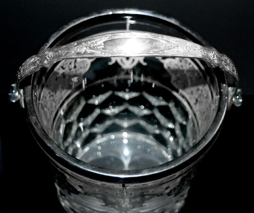 Duncan Georgian Crystal Rockwell Silver Overlay Thicket #103 Ice Bucket - WOW! - Picture 4 of 4