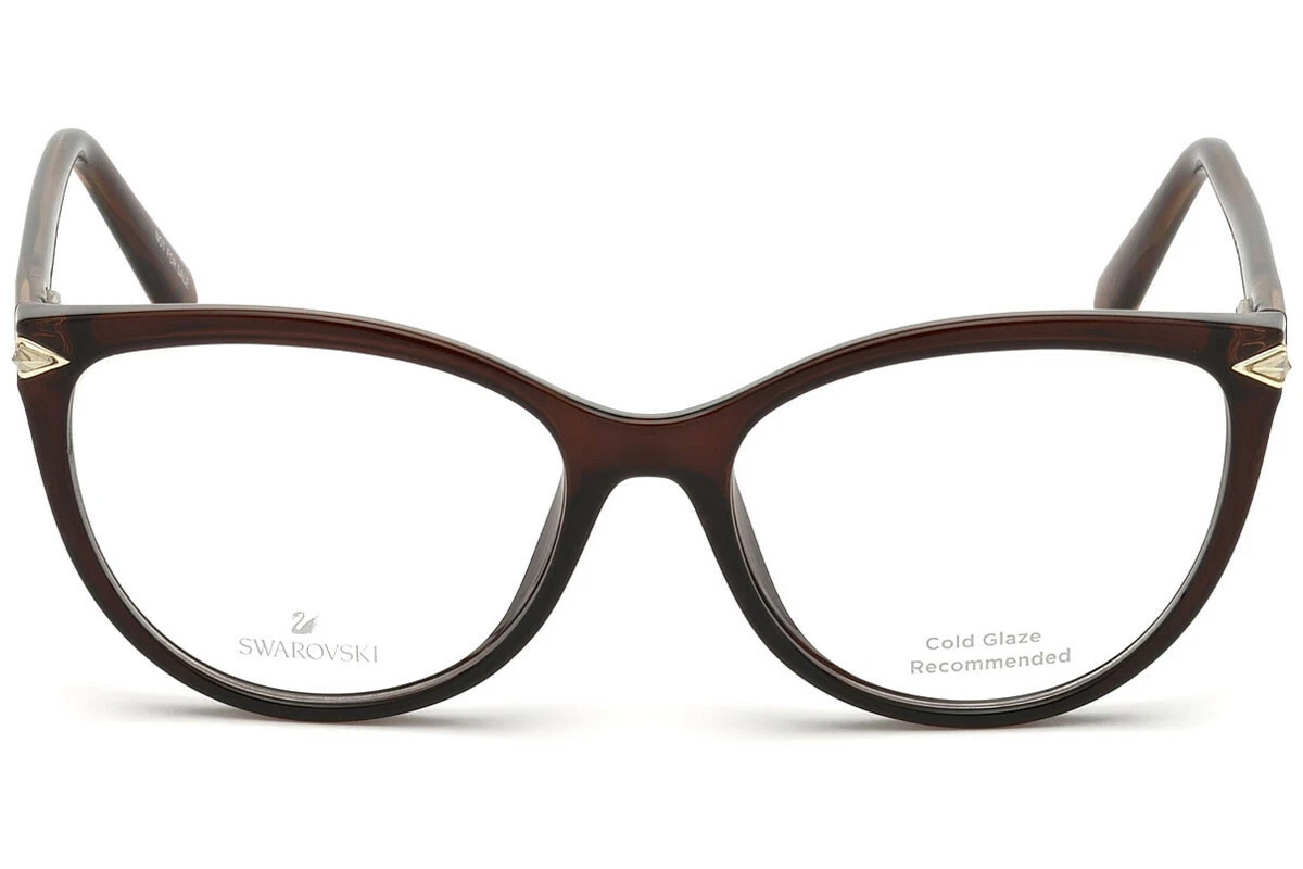 Swarovski SK5245 048 Brown Gold Round Plastic Eyeglasses Frame 53 16 140 5245