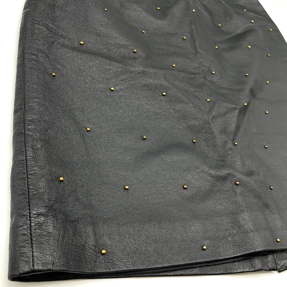 Vintage 90s David Benjamin Genuine Leather Midi Skirt with Studs Women's Size 10 - Image 2 of 4