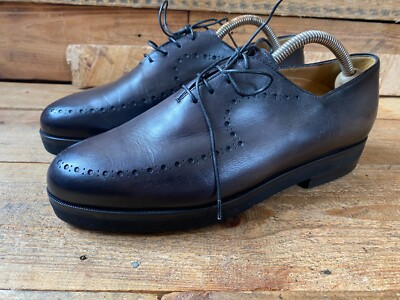 Berluti alessandro patina mens leather lace-up derby shoes sz 40