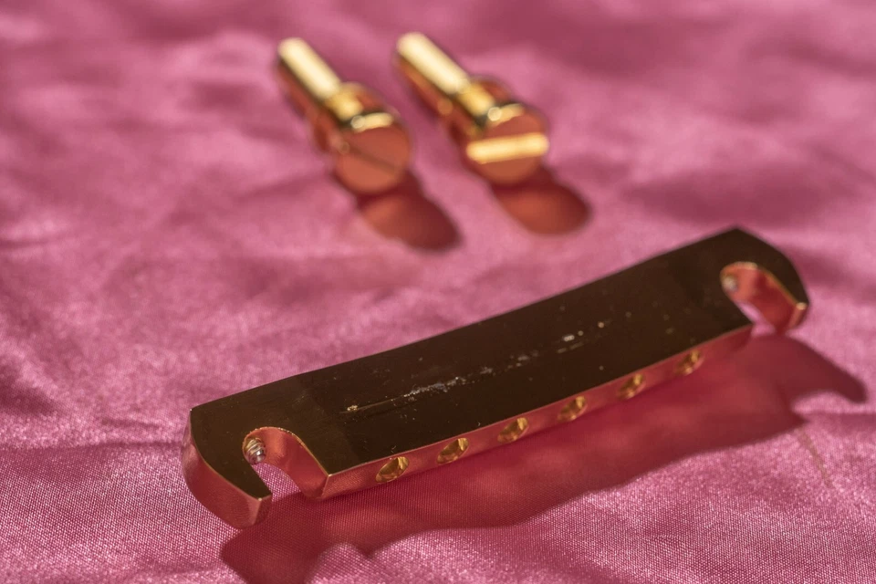 Vintage Spec Gold Plated Lightweight Aluminum Wrap Tailpiece Set - Image 4 of 4