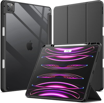 For iPad Pro 12.9 Case,Shockproof,Tri-fold Stand Cover,Pencil Holder Black