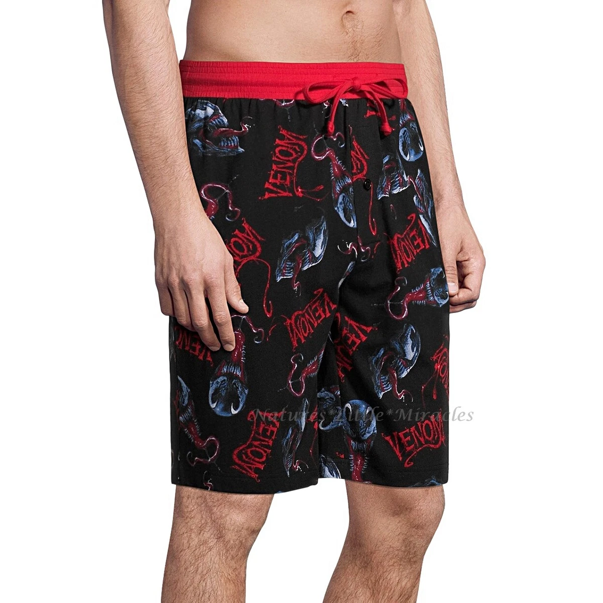 VENOM MARVEL Mens Pajama Shorts Size S 2XL Sleep Jam Lounge Pants