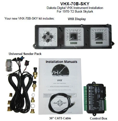 Sistema de medidor de painel analógico Dakota Digital 1970-72 Buick Skylark VHX-70B-SKY-S-B - Imagem 4 de 4