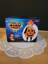 Pumpkin Costume w Hat Plush Orange Infant up to 24 Months Halloween Outfit