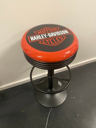 HARLEY DAVIDSON MOTORCYCLES PREMIUM BLACK BAR STOOL ADJUSTABLE HEIGHT - Picture 4 of 12