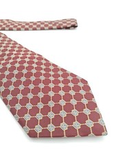 Brooks Brothers Makers Mens Silk Tie Burgundy Geometric Made In USA 58x3.75