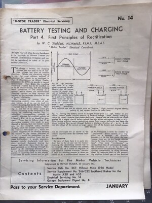MOTOR TRADER Elektroservice Nr 14 Batterieprüfung & Ladeteil 4 Jan 1957