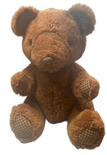 VTG-1982-Dakin Fun Farm Bear Brown Stuffed Plush Toy 12" Plaid Cotton Paws
