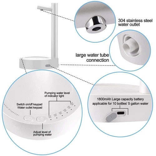 Dispensador de garrafa de &aacute;gua de mesa bomba dispensadora de &aacute;gua el&eacute;trica port&aacute;til - Foto 8 de 14