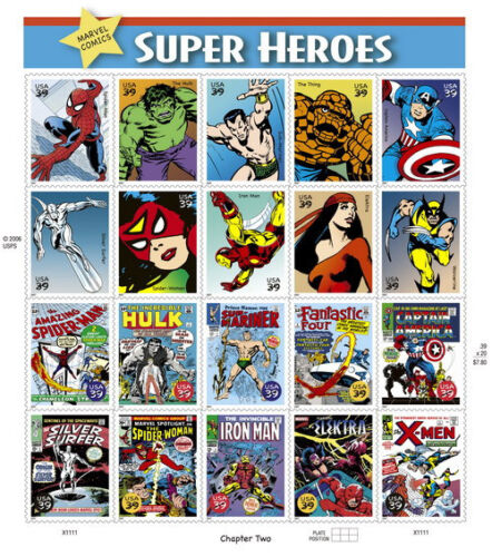 DC Comics Super Heroes United States Post Office Stamps Full Sheet - Chapter Two - Afbeelding 1 van 1