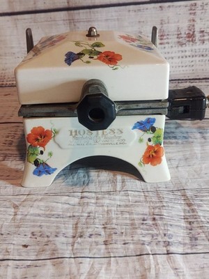 Vtg 1930s Art Deco Hostess Sandwich Toaster Press Porcelier Morning Glory -Works
