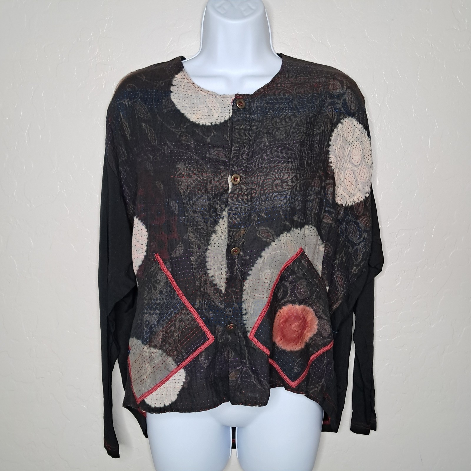 Meiko Mintz Patchwork Kantha Reversible Long Slee… - image 1