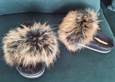 Azalea WANG Faux Fur Slippers With Rhinestones 8