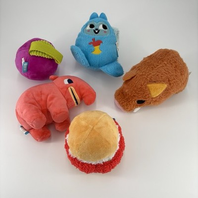 BARK Plush Dog Toy Lot of 5   Anteater, Apple, Hogg, Squirrel, & Burger