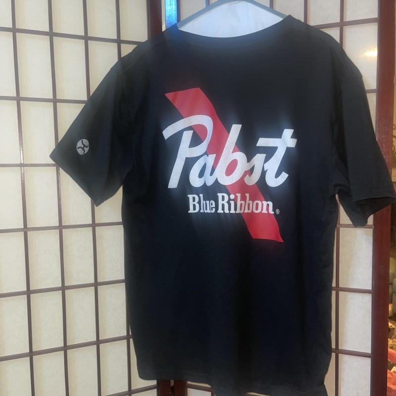 Pabst Blue Ribbon Beer Graphic T-Shirt Gray Mens L TAGLESS