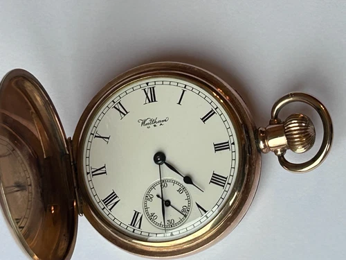 Antique WALTHAM Full Hunter Pocket Watch With Gold Filled Case (B726)