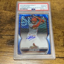 2023 Bowman Chrome Autograph Blue Wave Refractors Chase Davis Auto /150 PSA 10