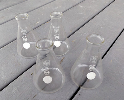 SET 4 BELLCO BIOLOGICAL 250 ML PYREX GLASSWARE BEAKERS