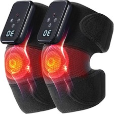 Knee Massager with Heat Vibration for Pain Relief,Electric Heated Black, Pair 
