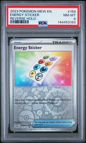 2023 POKEMON MEW EN-151 REVERSE HOLO #159 ENERGY STICKER PSA 8