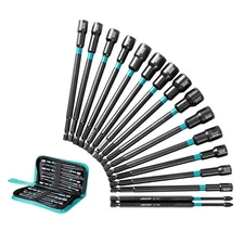 16PCS Magnetic Nut Driver Set, Long Nut Drivers 6INCH, Metric & SAE Nut Drive...
