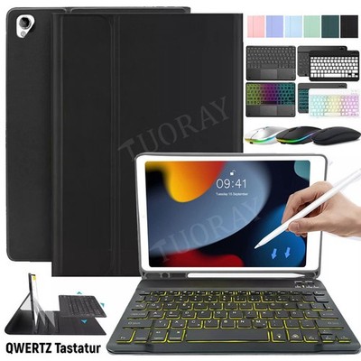 Für iPad 7/8/9. Generation 2021 10.2 Zoll QWERTZ Tastatur mit Stifthalter Hülle