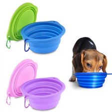 2 Pack Collapsible Dog Bowl Set Foldable Travel Pet Food Water Dish