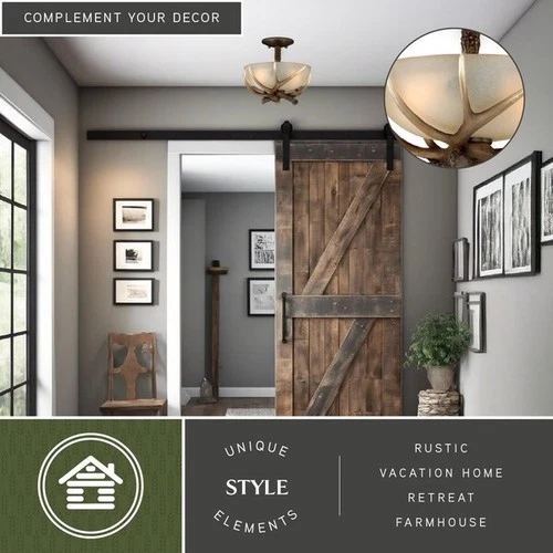 VAXCEL C0014 Yoho 12in Semi-Flush Mount Black Walnut - Picture 4 of 9