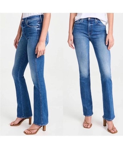 MOTHER The Double Insider Heel Flare Jeans 27 Opposites Attract Stretch Denim