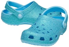 Crocs Classic Iridescent Tinted Glass Blue Glitter NEW With Tags