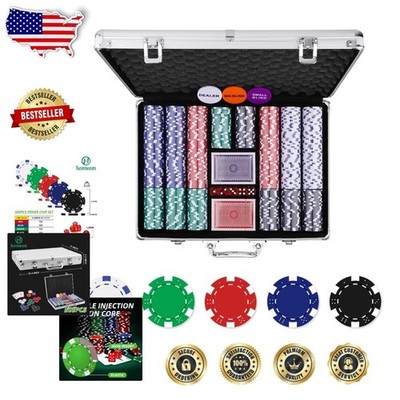 500pc Poker Chip Set w/ Aluminum Case, 11.5g Casino Style, Cards, Dice