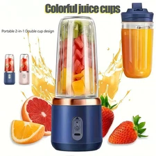Portable Dual-Cup USB Juicer Wireless Charging | Mini Electric Blender Smoothies