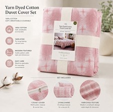 Threshold Yarn Dyed Cotton Duvet Cover Set King Pink Plaid Bedding 3 Piece