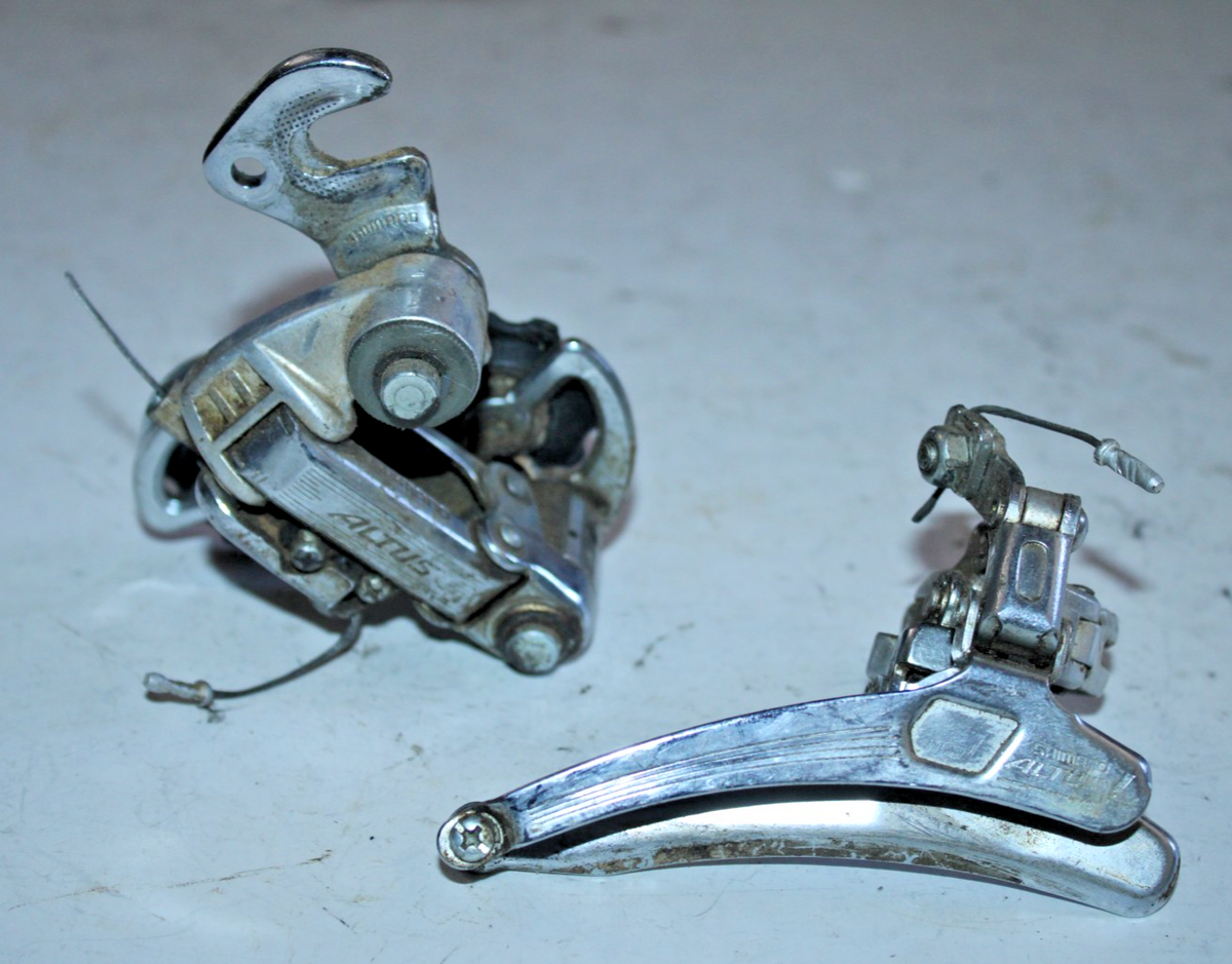Vintage Shimano Altus Front Rear Derailleurs 2x7 Medium Reach