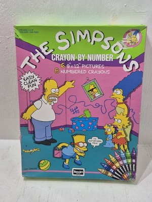 Vintage The Simpsons Crayon By Number Coloring Set Sealed Box Arts Crafts