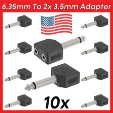 10 Pack 6.35mm Plug to Dual 3.5mm Jack Adapter Mono Splitter Connector Converter