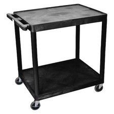 Utility Cart With Lipped Plastic Shelves, Polyethylene, 400 Lb Load Capacity, 2
