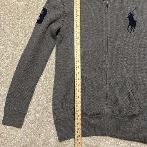 Polo Ralph Lauren Sweater Jacket Boys Xl (18-20) Full Zip Big Pony Knit Gray - Picture 4 of 8
