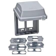 2 Gang Weatherproof Electrical Outlet Cover Extra Duty Gray For Outdoor Use