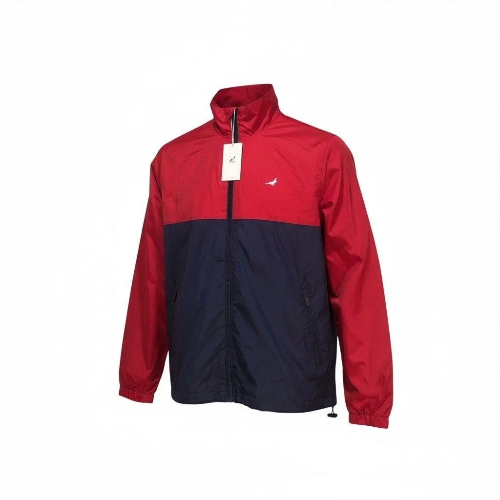 Staple Men's Colorblock Windbreaker Jacket Red Navy Full Zip Lightweight